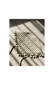 Krem Renk Pıtırcıklı Örgü Bandana Krem Krem Krem Renk Pıtırcıklı Örgü Bandana Krem Krem