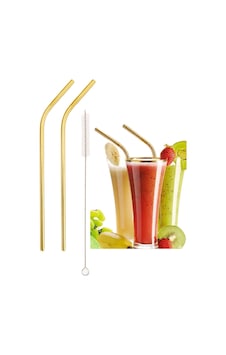 Mucit Home Gold 2 Li Paslanmaz Çelik Pipet + Temizleme Fırçası