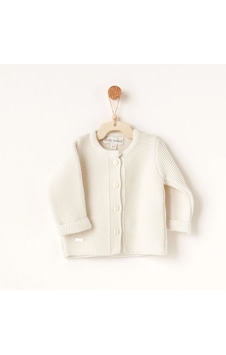 Andywawa Knitwear Basic Triko Bebek Ceket Ac26344 Ekru Andywawa Knitwear Basic Triko Bebek Ceket Ac26344 Ekru