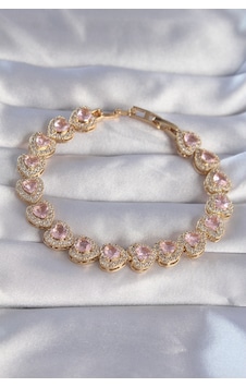 Vip Seri Pirinç Gold Renk Pembe Zirkon Taşlı Kalp Tasarımlı Bilek Altın Vip Seri Pirinç Gold Renk Pembe Zirkon Taşlı Kalp Tasarımlı Bilek Altın
