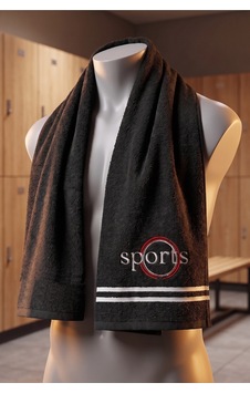 %100 Pamuk Spor Havlusu 30x100 Cm Gramajlı, Uzun Spor Havlusu, Fitness, Pilates, Antrenman Ve Gym Havlusu - Siyah Sıyah