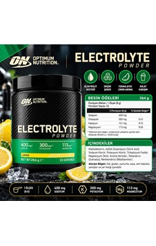 Optimum Nutrition Electrolyte Powder Sodium & Magnesium & Potassium Lemon 264g 33 Servings Aromalı Optimum Nutrition Electrolyte Powder Sodium & Magnesium & Potassium Lemon 264g 33 Servings Aromalı