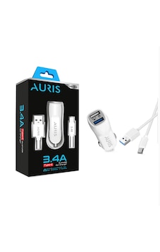 Auris Ars-cr03 3.4a Type-c Araç Şarj Aleti Beyaz Auris Ars-cr03 3.4a Type-c Araç Şarj Aleti Beyaz
