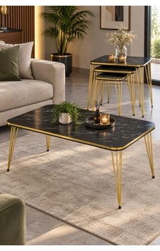 Sulorahome Siyah Ve Gold Metal Ayaklı 4'lü Sehpa Seti Altın - Siyah Sulorahome Siyah Ve Gold Metal Ayaklı 4'lü Sehpa Seti Altın - Siyah