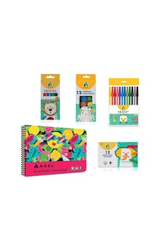 4 Lü Boyama Seti + Resim Defteri 25x35, 12 Renk, Keçeli Kalem, Kuru,pastel Ve Sulu Boya, Fırça Dahil 4 Lü Boyama Seti + Resim Defteri 25x35, 12 Renk, Keçeli Kalem, Kuru,pastel Ve Sulu Boya, Fırça Dahil