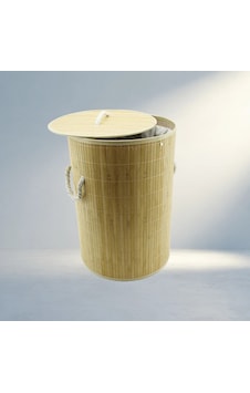 Kapaklı Yuvarlak Bambu Ahşap Kirli Çamaşır Sepeti 35x60cm Açık Ahşap Kapaklı Yuvarlak Bambu Ahşap Kirli Çamaşır Sepeti 35x60cm Açık Ahşap
