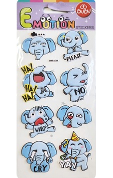 Bu-bu Emotıons Puffy Stickers Elephants Tıgers 9x21 Bubu-swp-1708 Çok Renkli