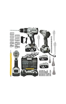 Mager XR 58 V 5 Ah Darbeli Şarjlı Vidalama Akülü Matkap Gri + 30 Parça Set