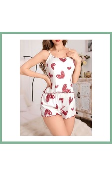 Bşkvirgo Kadın Beyaz Kalp Desenli Şortlu Gecelik Pijama Takımı 5052 Beden: L/xl Renk: Beyaz Bsk2026 Bşkvirgo Kadın Beyaz Kalp Desenli Şortlu Gecelik Pijama Takımı 5052 Beden: L/xl Renk: Beyaz Bsk2026
