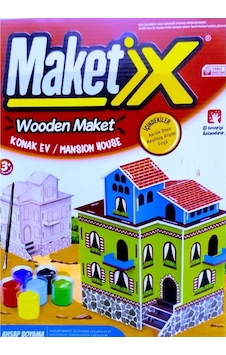 Vıp Maket Boyanabilir Ahşap Konak 6 Renk Akrilik Boya Ahşap Eğitici Oyuncak Ahşap Boyama Ahşap Konak