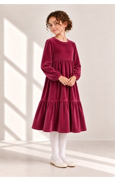 Angel&co. Girls Clothing Kadife Kız Çocuk Midi Elbise Bordo Bordo Angel&co. Girls Clothing Kadife Kız Çocuk Midi Elbise Bordo Bordo