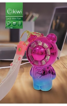 Kiwi Kfan-7400 Şarjlı Portatif Taşınabilir Ultra Sessiz Mini Fan Pembe