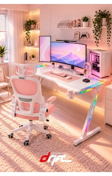 Aura White Rgb Led Li Beyaz Oyuncu Masası 120 60 Cm Aura White Rgb Led Li Beyaz Oyuncu Masası 120 60 Cm