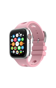 Apple Watch 10 42mm Uyumlu Kordon Delikli Tasarım Silikon Pembe Apple Watch 10 42mm Uyumlu Kordon Delikli Tasarım Silikon Pembe