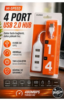 Usb Çoğaltıcı Usb 2.0 - 4 Port - Beyaz