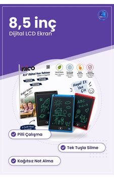 Dijital Lcd Yazı Tahtası 8,5 İnç Pilli Yazım Ve Çizim Kağıtsız No Çok Renkli Dijital Lcd Yazı Tahtası 8,5 İnç Pilli Yazım Ve Çizim Kağıtsız No Çok Renkli