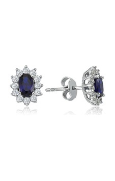 Pırlanta Montur Sentetik Oval Safir Gümüş Küpe N11.76219 Pırlanta Montur Sentetik Oval Safir Gümüş Küpe N11.76219