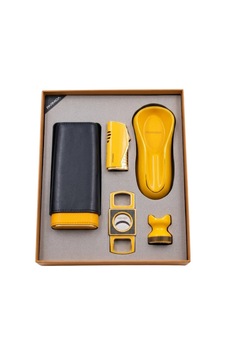 Parmida 3 Torch Çakmak Kılıf Küllük Sehpa Kesici Sarı Beşli Puro Seti Tr9876 Parmida 3 Torch Çakmak Kılıf Küllük Sehpa Kesici Sarı Beşli Puro Seti Tr9876