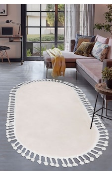 Dijidekor Lüx Post Peluş Düz Krem Oval Saçaklı Bohem Koridor ... Dijidekor Lüx Post Peluş Düz Krem Oval Saçaklı Bohem Koridor ...