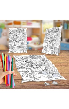 Sevimli Dostlar Boyama Puzzle Tablo Çocuk Eğitici Yapboz