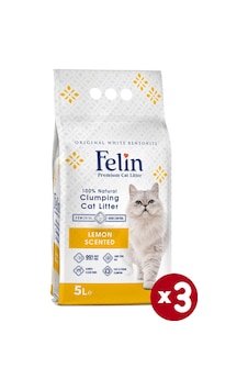 Felin Limon Kokulu Topaklaşan Bentonit Kedi Kumu 3 x 5 L