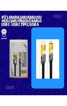 Usb-c Ve Lightning Uyumlu 4'ü 1 Arada Kablo 65w Hızlı Şarj Örgülü Dayanıklı Yapı Usb-c Ve Lightning Uyumlu 4'ü 1 Arada Kablo 65w Hızlı Şarj Örgülü Dayanıklı Yapı