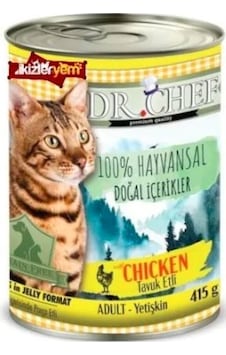Dr.Chef Tahılsız Tavuklu Konserve Yetişkin Kedi Maması 24 x 415 G Dr.Chef Tahılsız Tavuklu Konserve Yetişkin Kedi Maması 24 x 415 G