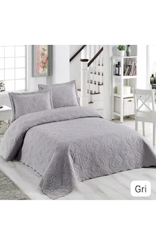 Örtüm Ivy Sarmaşık Çift Kişilik Microfiber Kapitone Yatak Örtüsü Açık Gri Örtüm Ivy Sarmaşık Çift Kişilik Microfiber Kapitone Yatak Örtüsü Açık Gri