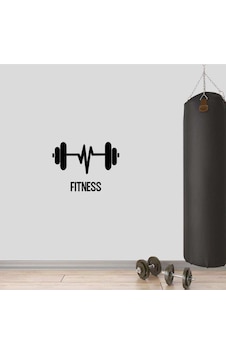 Kalp Ritimli Dumbell, Fitness Dekoratif Duvar Sticker, Çıkartma, Etiket