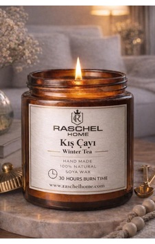 Raschel Home %100 Doğal Dekoratif Premium Extra Yoğun Esans Kokulu 170 Cc Kavanoz Mum 30 Saat Yanma Kış Çayı