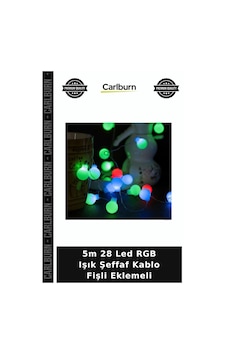 Özel Üretim Dekoratif Aydınlatma Yılbaşı Süsü Renkli 5m 28 Led Rgb Işık Şeffaf Kablo Fişli Eklemeli