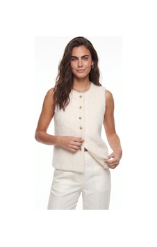 Onloox Kadın Krem Krem Yumuşak Dokulu Sakallı Polyester Kumaş Düğme Detaylı Astarlı Vests Yelek Onloox Kadın Krem Krem Yumuşak Dokulu Sakallı Polyester Kumaş Düğme Detaylı Astarlı Vests Yelek