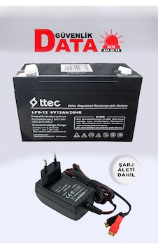 Ttec 6 Volt 12 Amper Bakımsız Kuru Akü 6v 12ah 20hr + Şarj Aleti