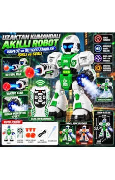 Uzaktan Kumandalı Akıllı Robot Vantuz Ve Su Topu Atabilen Sesli Işıklı Robot Oyuncak - Yeşil Uzaktan Kumandalı Akıllı Robot Vantuz Ve Su Topu Atabilen Sesli Işıklı Robot Oyuncak - Yeşil
