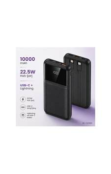 10000 Mah 22.5w Hızlı Şarj Powerbank Dahili Type-c Ve Lightning Kablolu Dijital Göstergeli- Re-ck082 Diğer 10000 Mah 22.5w Hızlı Şarj Powerbank Dahili Type-c Ve Lightning Kablolu Dijital Göstergeli- Re-ck082 Diğer