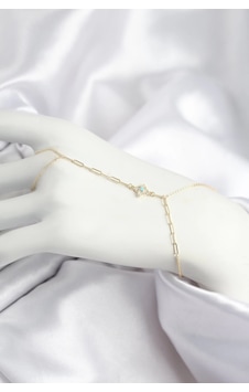 Pirinç Zirkon Taşlı Mavi Boncuklu Yonca Model Gold Renk Şahmeran Standart Pirinç Zirkon Taşlı Mavi Boncuklu Yonca Model Gold Renk Şahmeran Standart