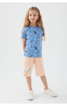Snoopy Sweet Cute Mavi Kız Çocuk Kapri Takım Mavi Snoopy Sweet Cute Mavi Kız Çocuk Kapri Takım Mavi