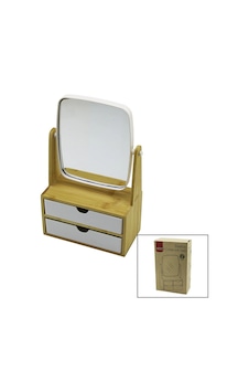 2 Çekmeceli Bambu Ahşap Standlı 9x9.9x17.8x21.5cm Makyaj Aynası 15x18cm Takılık 1+1 Organizer Çok Renkli 2 Çekmeceli Bambu Ahşap Standlı 9x9.9x17.8x21.5cm Makyaj Aynası 15x18cm Takılık 1+1 Organizer Çok Renkli