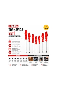 7 Parça Düz Ve Yıldız Tornavida Seti Ergonomik Saplı Profesyonel Tornavida Takımı