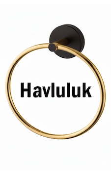 Yuvarlak Havluluk Siyah Gold Renk Altın - Siyah