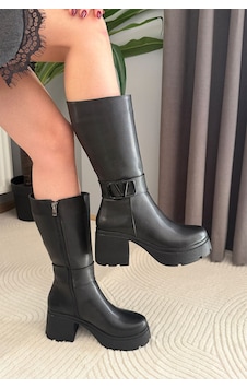 Preshley Kadın Moki Siyah 7 Cm Topuklu Yandan Fermuarlı Çizme Preshley Kadın Moki Siyah 7 Cm Topuklu Yandan Fermuarlı Çizme