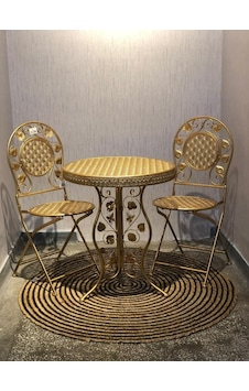 Panalı Ferforje Masa Sandalye Seti Gold Diğer Panalı Ferforje Masa Sandalye Seti Gold Diğer