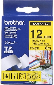 Brother Aze-631 ,12mm Sarı Etiket