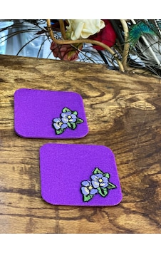 2 Adet Nakış İşleme Bardak Altlığı 9x9 Cm Mor