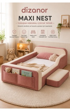 Dizanor Maxi Nest Tek Kısa Yan Kenarlı Montessori Yatak Seti - Pembe Fitilli Dizanor Maxi Nest Tek Kısa Yan Kenarlı Montessori Yatak Seti - Pembe Fitilli