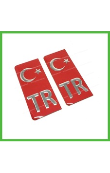Vaveni Tr Plaka Arması Metal Etiket Sticker Kırmızı 2'li Arz Vaveni Tr Plaka Arması Metal Etiket Sticker Kırmızı 2'li Arz