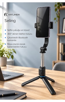 C01 Seling Bluetooth Kumandalı Tripod Selfie Çubuğu 107,5 Cm, 7 Bölümlü, Çıkarılabilir Tutucu, Cr2032 - Siyah C01 Seling Bluetooth Kumandalı Tripod Selfie Çubuğu 107,5 Cm, 7 Bölümlü, Çıkarılabilir Tutucu, Cr2032 - Siyah