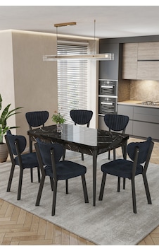 Mutfak Masası Takımı 6 Kişilik Açılır Masa Sandalye Takımı Salon Masası Yemek Masası-elma Takım Siyah Mermer - Antrasit Mutfak Masası Takımı 6 Kişilik Açılır Masa Sandalye Takımı Salon Masası Yemek Masası-elma Takım Siyah Mermer - Antrasit