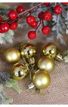 3 Cm Mat Parlak Gold Top 12'li - Yılbaşı Süsü 3 Cm Mat Parlak Gold Top 12'li - Yılbaşı Süsü