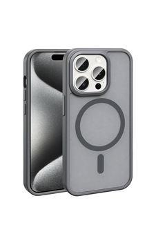 Apple, Uyumlu iPhone 15 Pro Max Kılıf M-safe Şarj Özellikli Mat Arka Yüzey Zore Sio Kapak Siyah